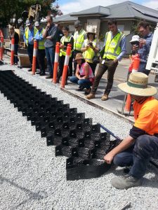 Hillview Road, Netherby - construction of permeable paving. Image: Water Sensitive SA