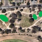 Norman Street Reserve, St Marys - aerial view of raingardens